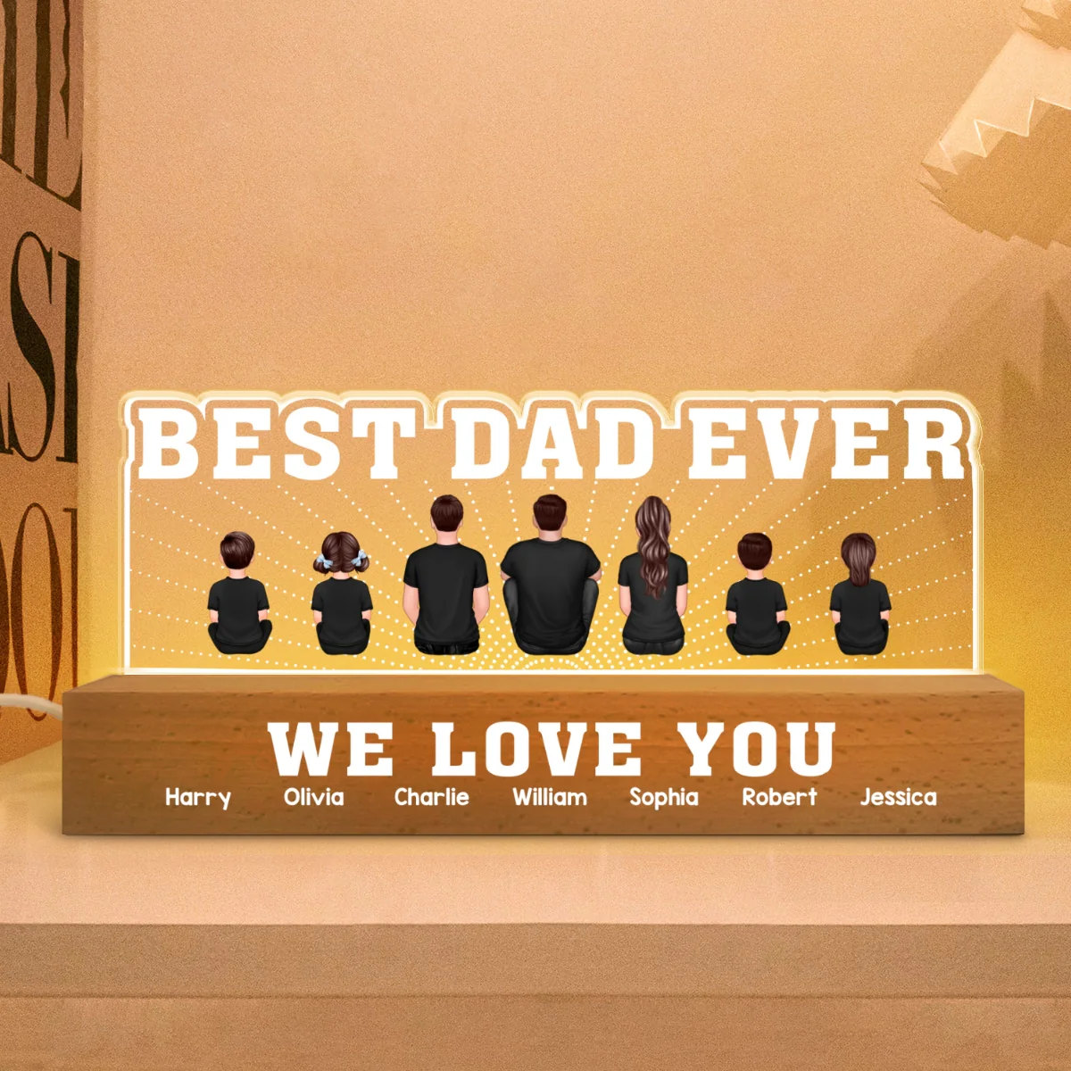 Best Dad Ever We Love You Personalized Acrylic LED Night Light, Father's Day Gift For Dad, Husband - Image 8