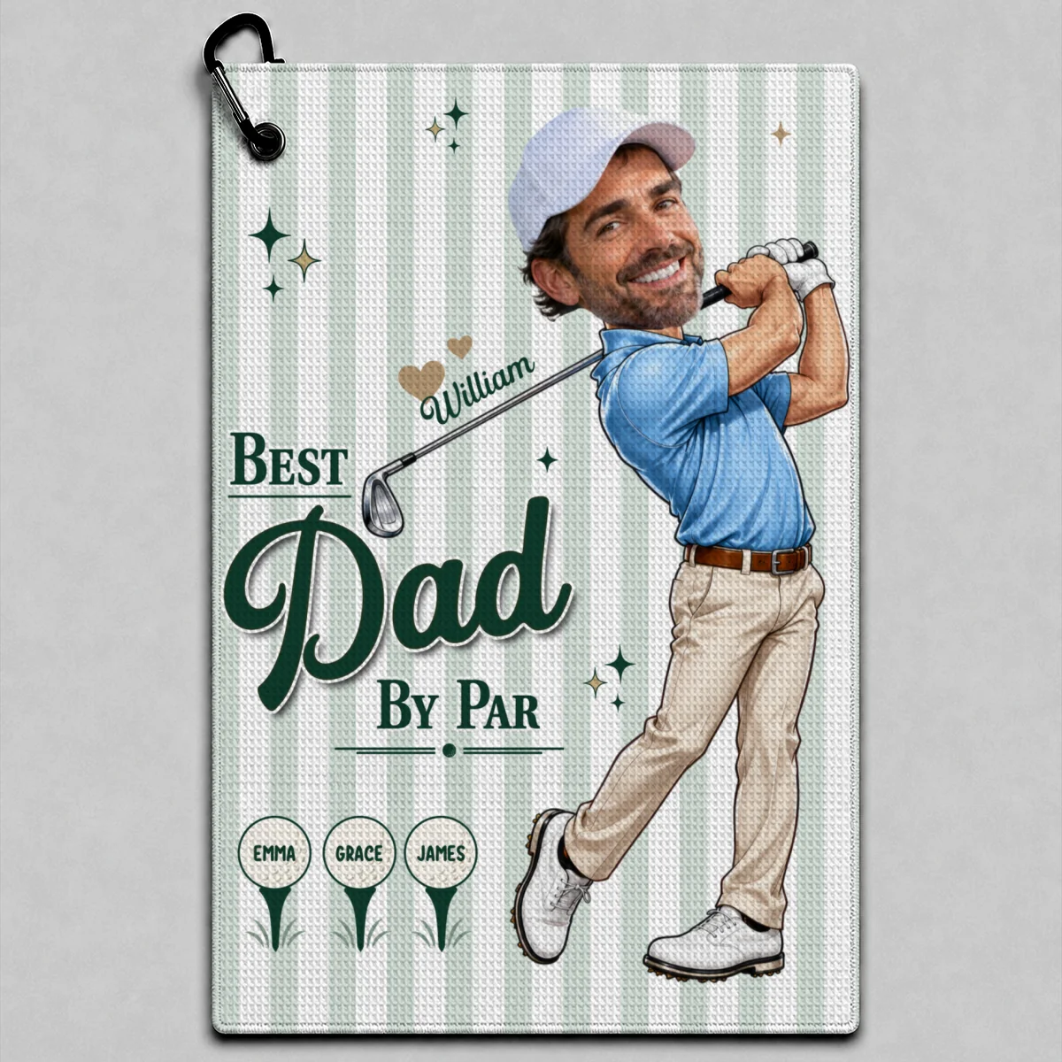 Best Dad Grandpa By Par Custom Photo Caricature Style - Personalized Golf Towel - Father's Day Gift For Golfers - Image 7