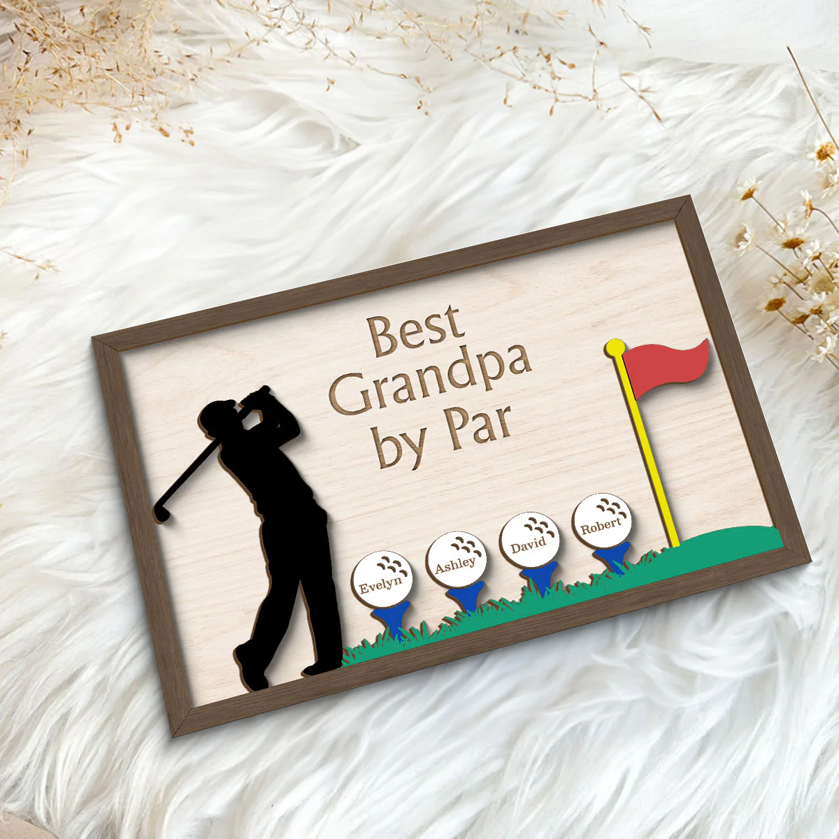 Best Dad Grandpa By Par Golf Gift for Husband Dad & Grandpa Personalized 2-Layer Wooden Plaque - Image 5