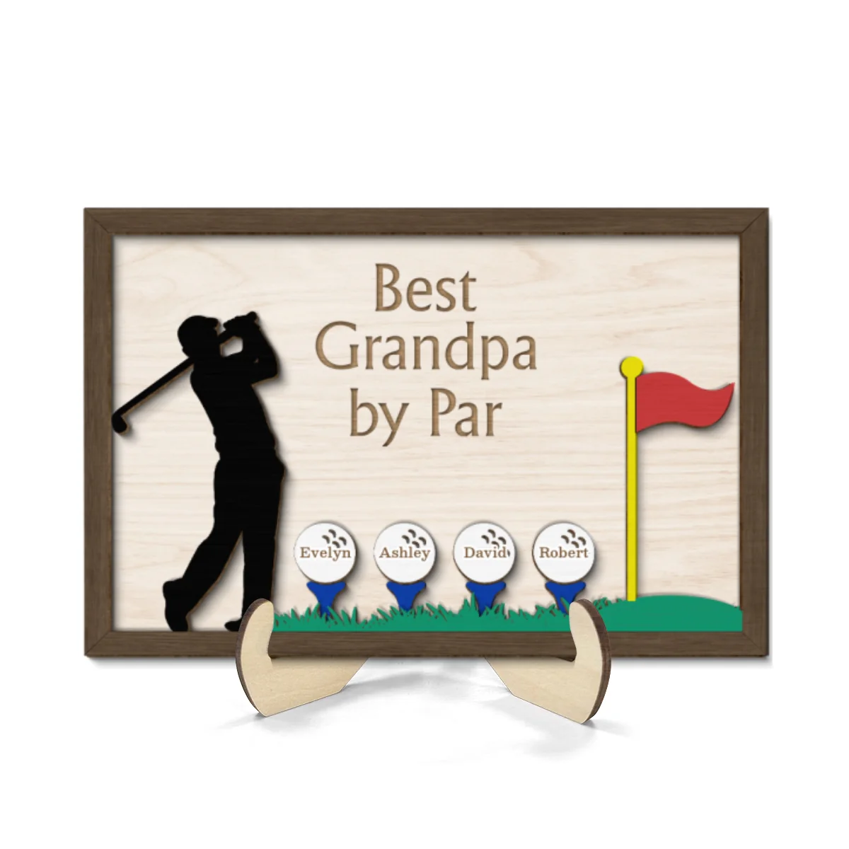 Best Dad Grandpa By Par Golf Gift for Husband Dad & Grandpa Personalized 2-Layer Wooden Plaque - Image 8
