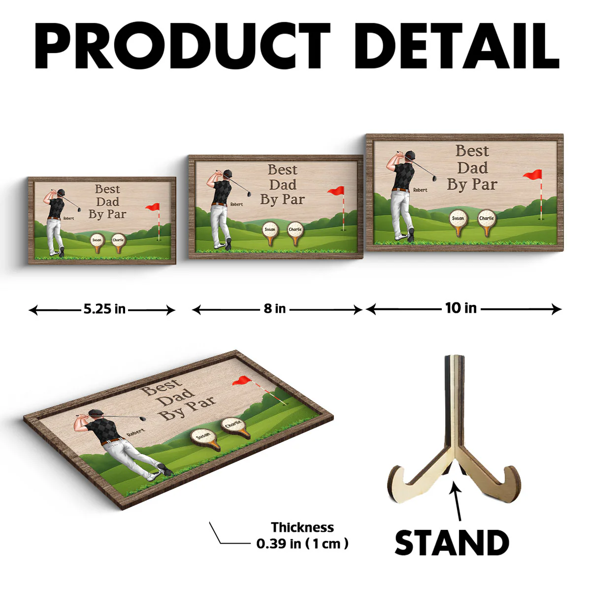 Best Dad Grandpa By Par Golf Personalized 2-Layer Wooden Plaque - Image 8