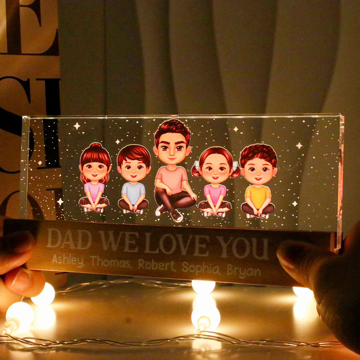 Best Dad Grandpa Ever Doll Sitting Personlaized Acrylic LED Night Light - Image 6