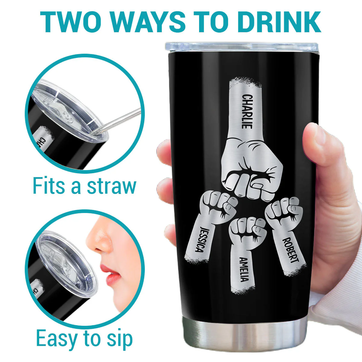 Best Dad Grandpa Ever Fist Bump Personalized Tumbler| Coolest Father's Day Gift For Dad, Grandpa - Image 11