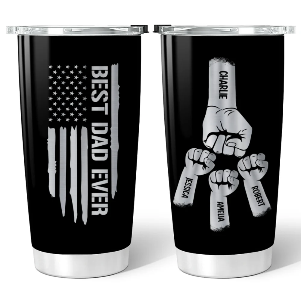 Best Dad Grandpa Ever Fist Bump Personalized Tumbler| Coolest Father's Day Gift For Dad, Grandpa - Image 12