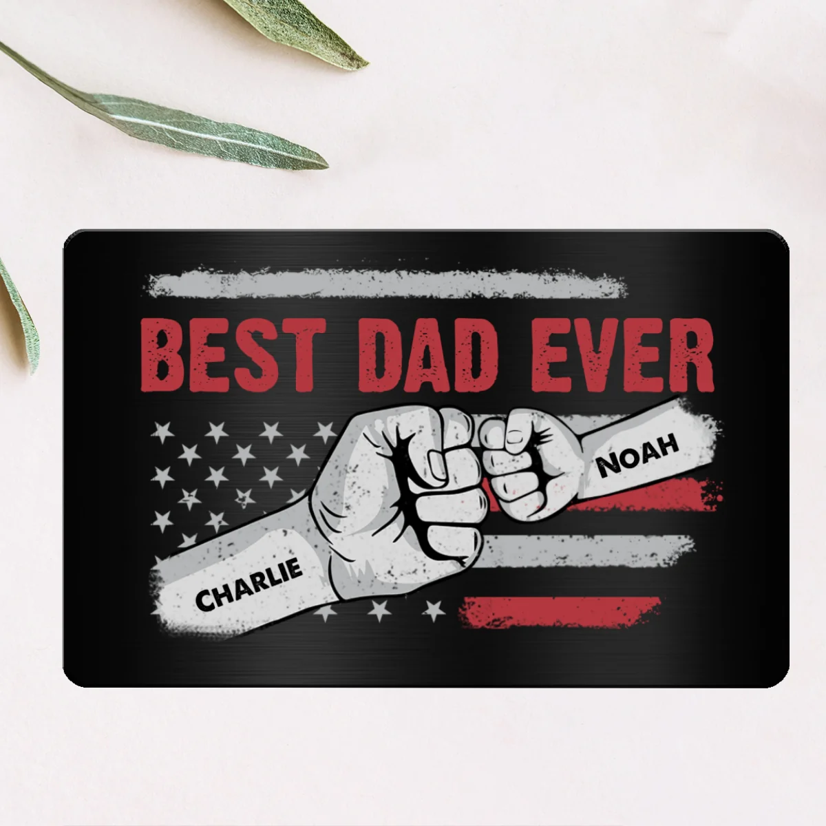 Best Dad Grandpa Ever Flag Punch Hand Wallet Insert Personalized Metal Wallet Card - Image 5