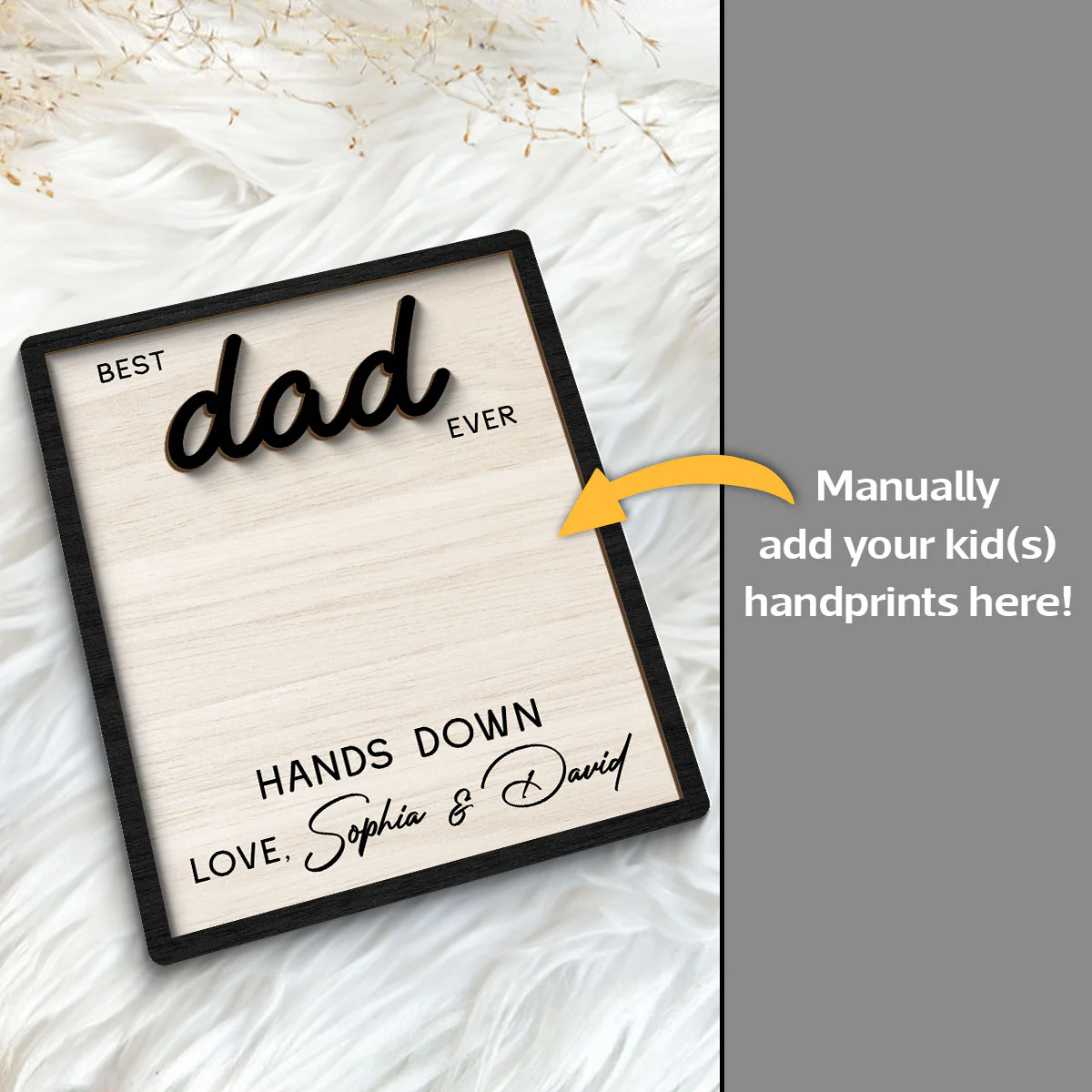 Best Dad Grandpa Ever Hands Down Handprint Handmade Fathers Day Gift Personalized 2-Layer Wooden Plaque - Image 7
