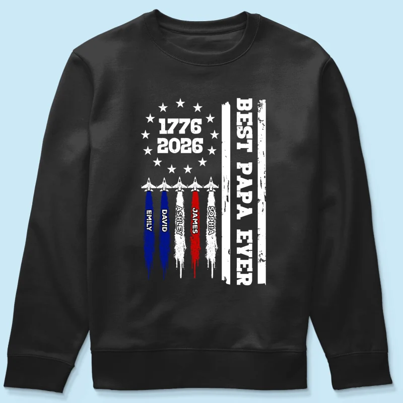 Best Dad Grandpa Ever Jets Smoke Custom Kid Name - Personalized Shirt - American 250th Anniversary Keepsake For Husband, Dad, Grandpa - Image 16