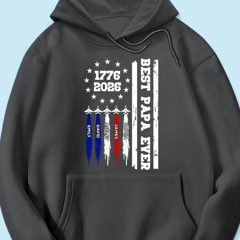Best Dad Grandpa Ever Jets Smoke Custom Kid Name - Personalized Shirt - American 250th Anniversary Keepsake For Husband, Dad, Grandpa - Image 23
