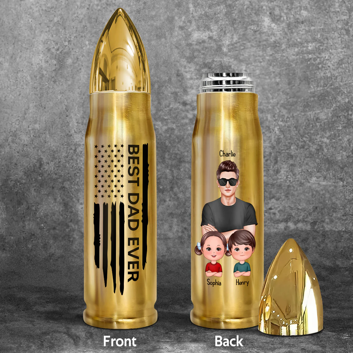 Best Dad Grandpa Ever Nation Flag Dad And Kids Personalized Bullet Tumbler - Image 2