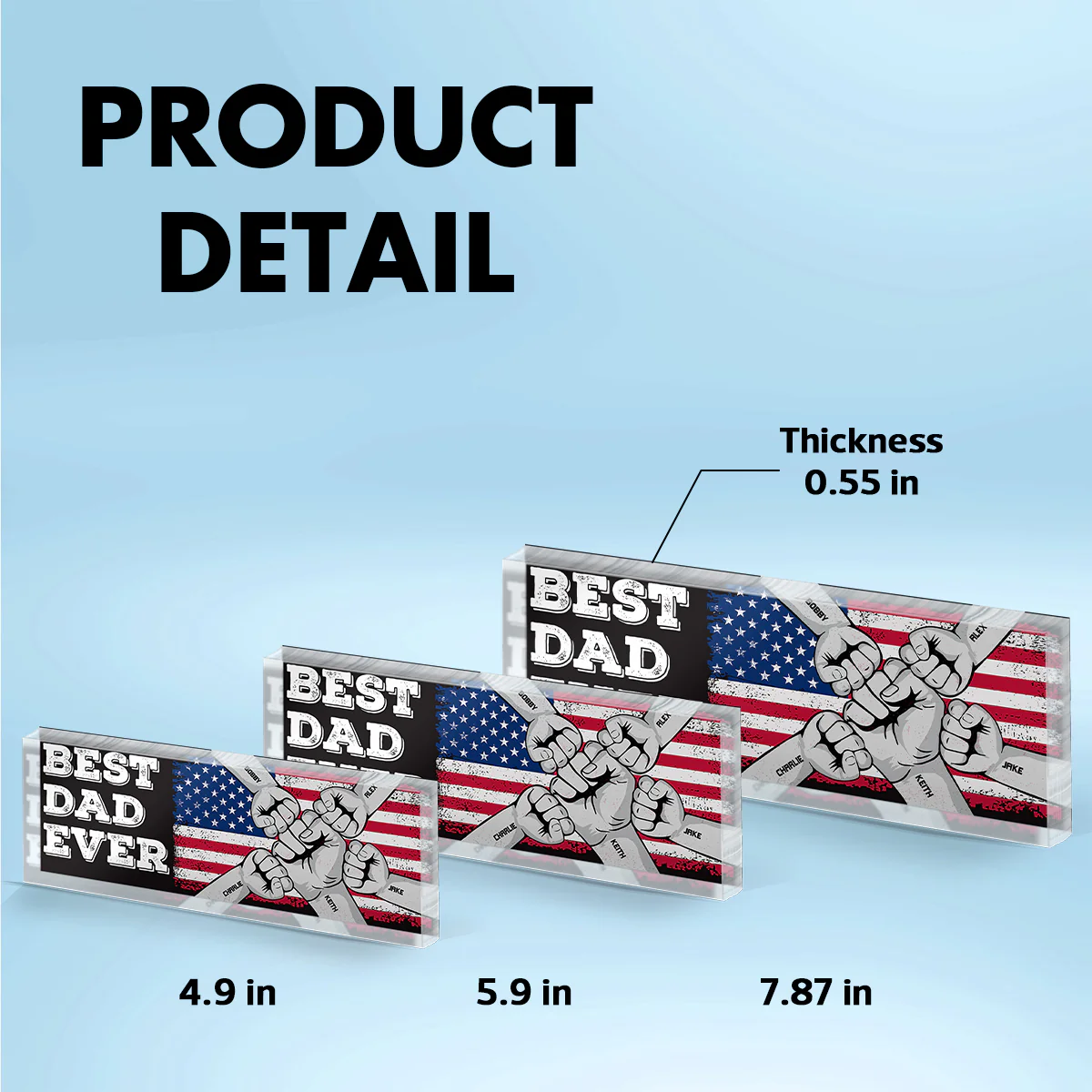 Best Dad Grandpa Ever Nation Flag Fist Bump Personalized Acrylic Block Plaque - Image 6