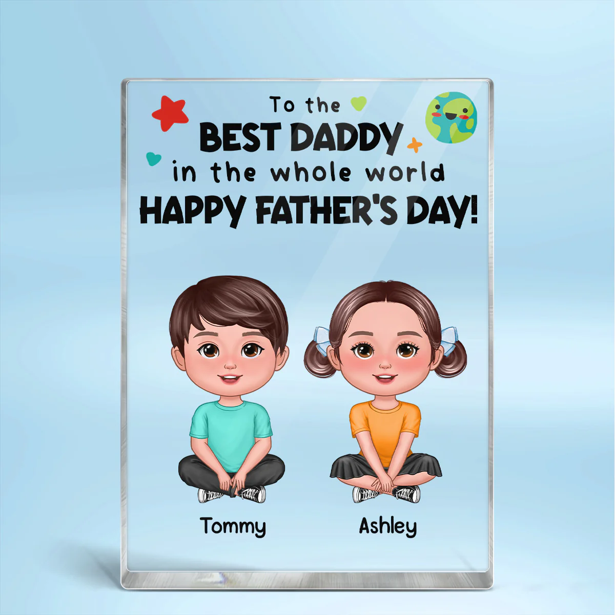 Best Dad Grandpa In The World Father‘s Day Gift Personalized Rectangle Acrylic Block Plaque - Image 2