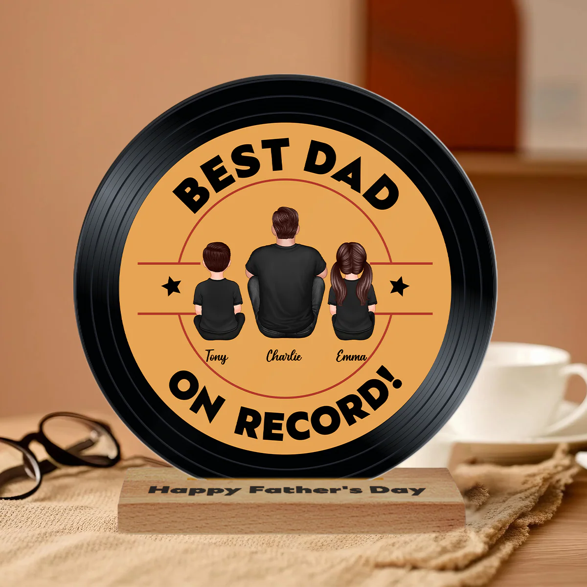 Best Dad Grandpa On Record Personalized Acrylic Record Plaque| Coolest Father's Day Gift For Dad, Grandpa - Image 3