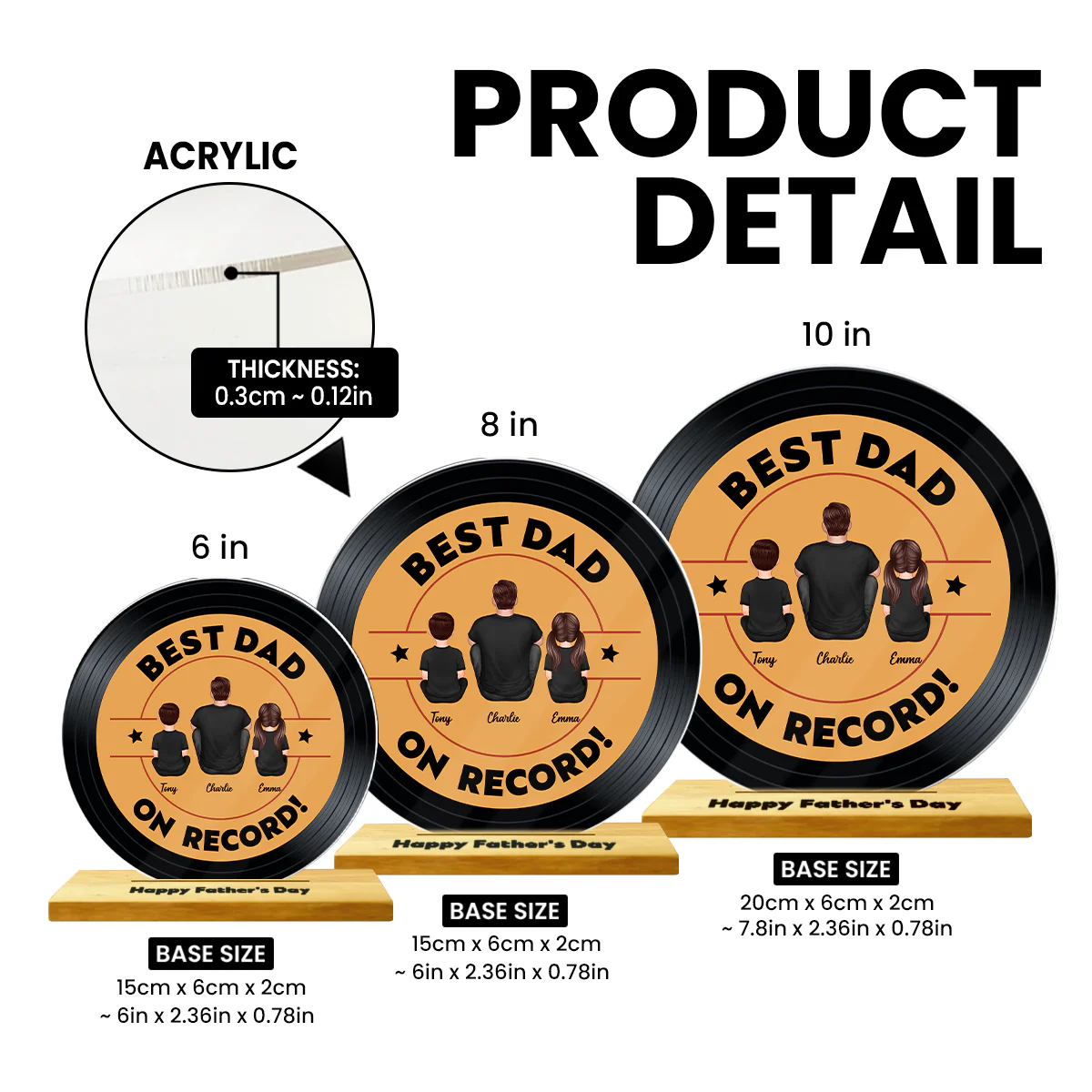 Best Dad Grandpa On Record Personalized Acrylic Record Plaque| Coolest Father's Day Gift For Dad, Grandpa - Image 9