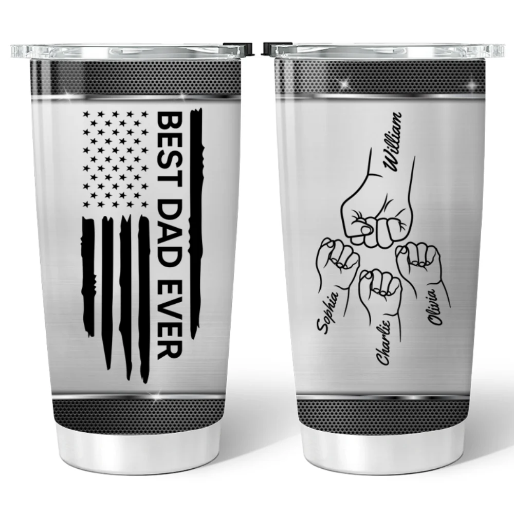Best Dad Grandpa Papa Ever Nation Flag Fist Bumps Outline Personalized Tumbler - Image 15