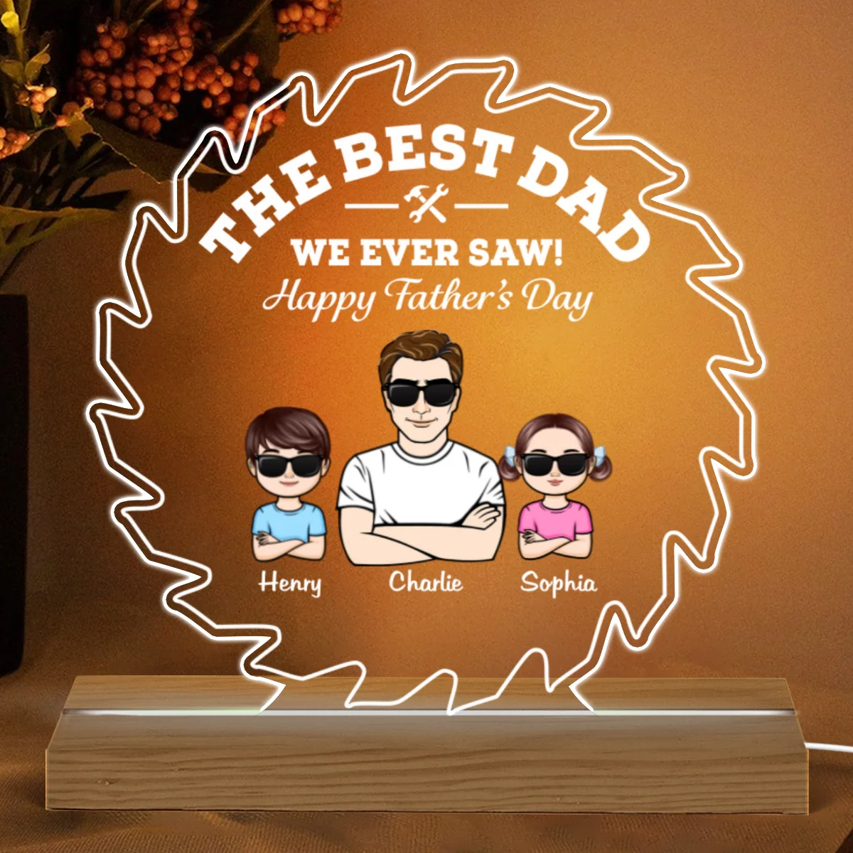 Best Dad Grandpa We Ever Saw Blade Personalized Warm Custom Shape LED Night Light - Image 4