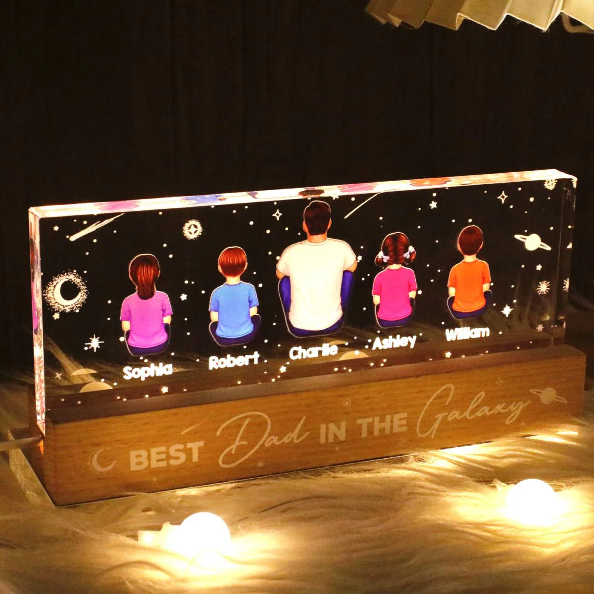 Best Dad In The Galaxy Personalized LED Night Light, Father's Day Gift For Dad, Husband - Image 4