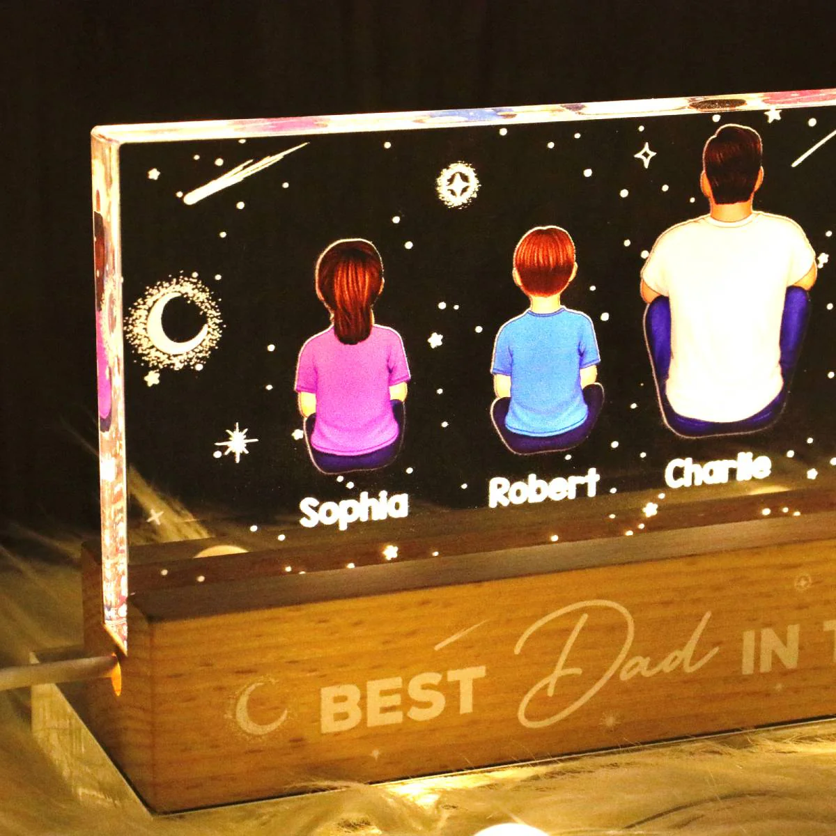 Best Dad In The Galaxy Personalized LED Night Light, Father's Day Gift For Dad, Husband - Image 5