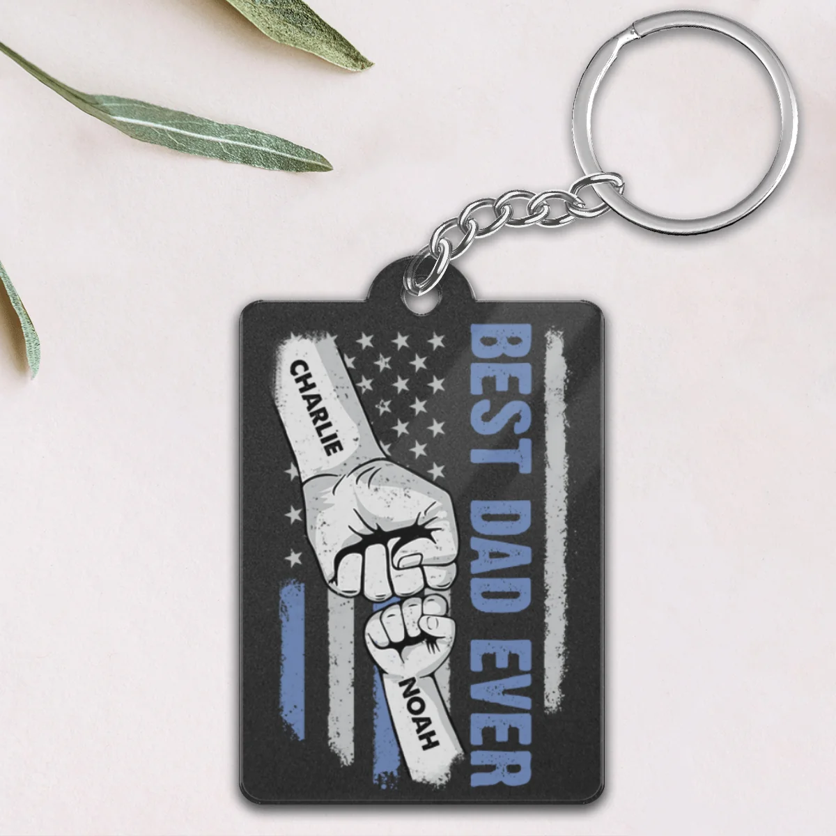 Best Dad Mom Ever Flag Punch Hand Personalized Acrylic Keychain - Image 4