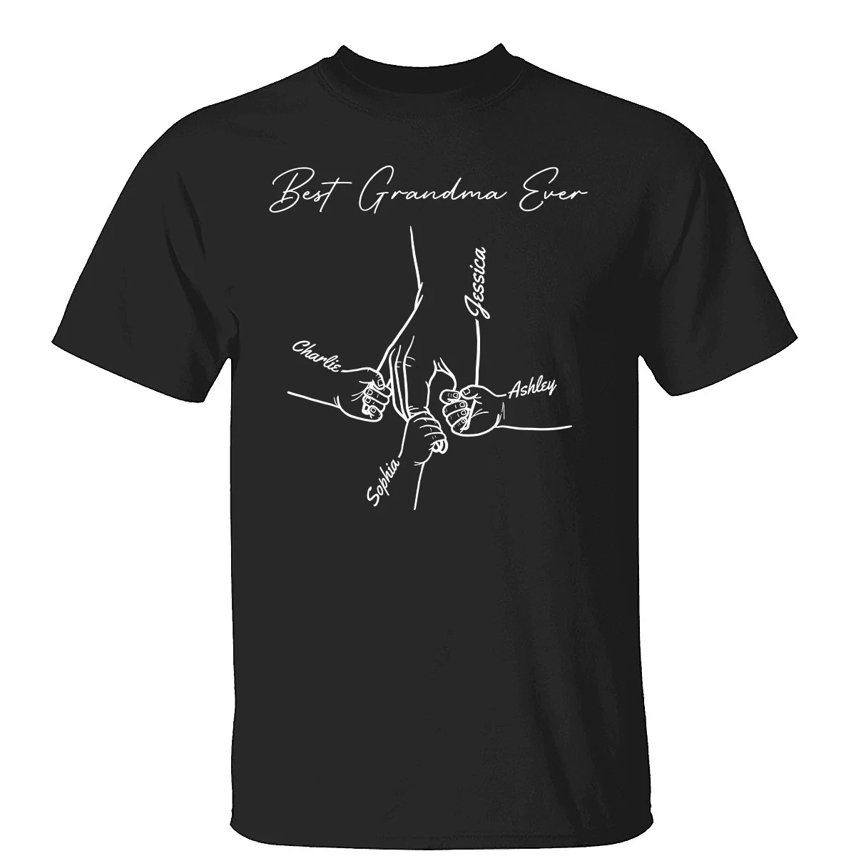 Best Dad Mom Grandma Grandpa Ever Hands Outline Personalized Shirt