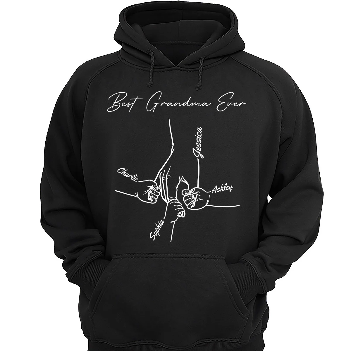 Best Dad Mom Grandma Grandpa Ever Hands Outline Personalized Shirt - Image 3