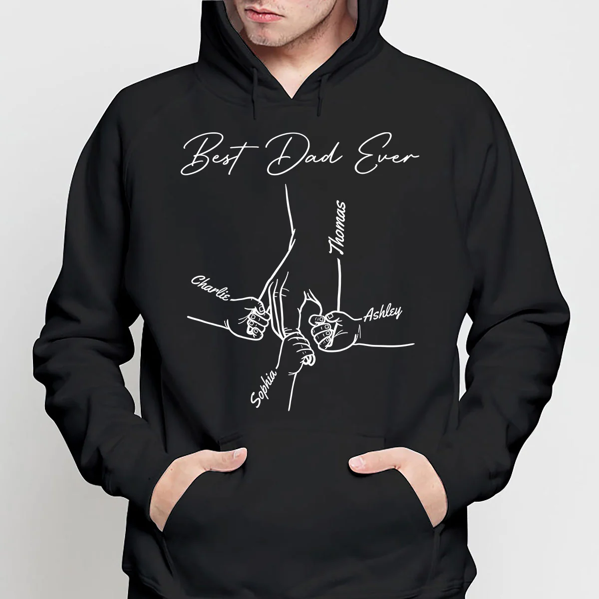 Best Dad Mom Grandma Grandpa Ever Hands Outline Personalized Shirt - Image 4