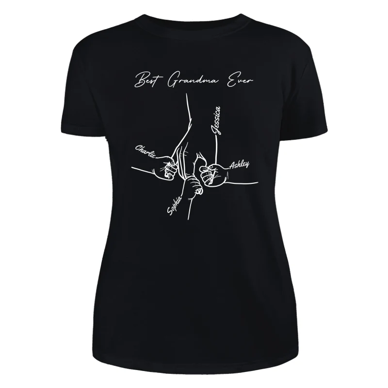 Best Dad Mom Grandma Grandpa Ever Hands Outline Personalized Shirt - Image 9