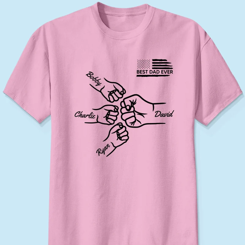 Best Dad Papa Ever Fist Bump Outline Father‘s Day Gift Personalized Shirt - Image 8