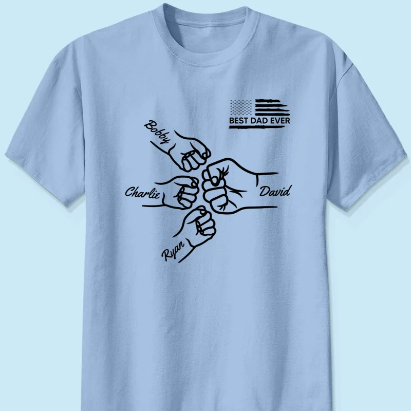 Best Dad Papa Ever Fist Bump Outline Father‘s Day Gift Personalized Shirt - Image 9