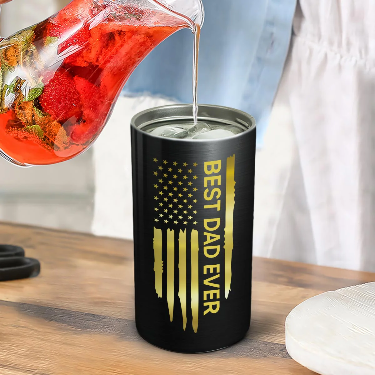 Best Dad Papa Grandpa Ever Fist Bump Outline Nation Flag Gift For Husband Father Figures - Personalized 4-in-1 Can Cooler - Gift For Husband Dad Grandpa - Image 7