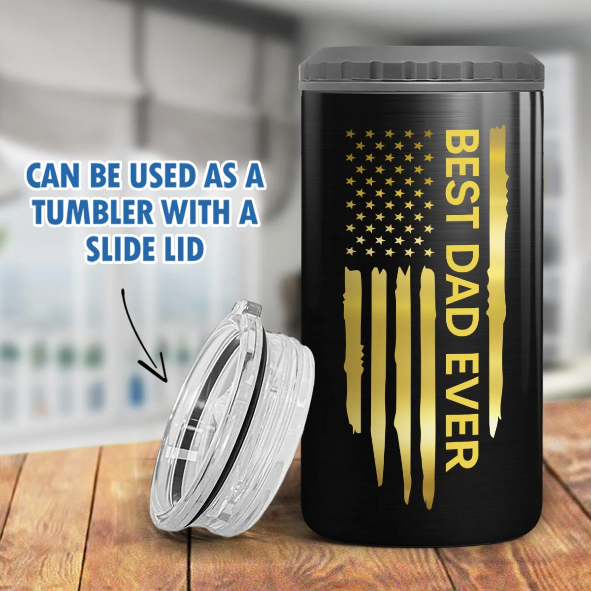 Best Dad Papa Grandpa Ever Fist Bump Outline Nation Flag Gift For Husband Father Figures - Personalized 4-in-1 Can Cooler - Gift For Husband Dad Grandpa - Image 9
