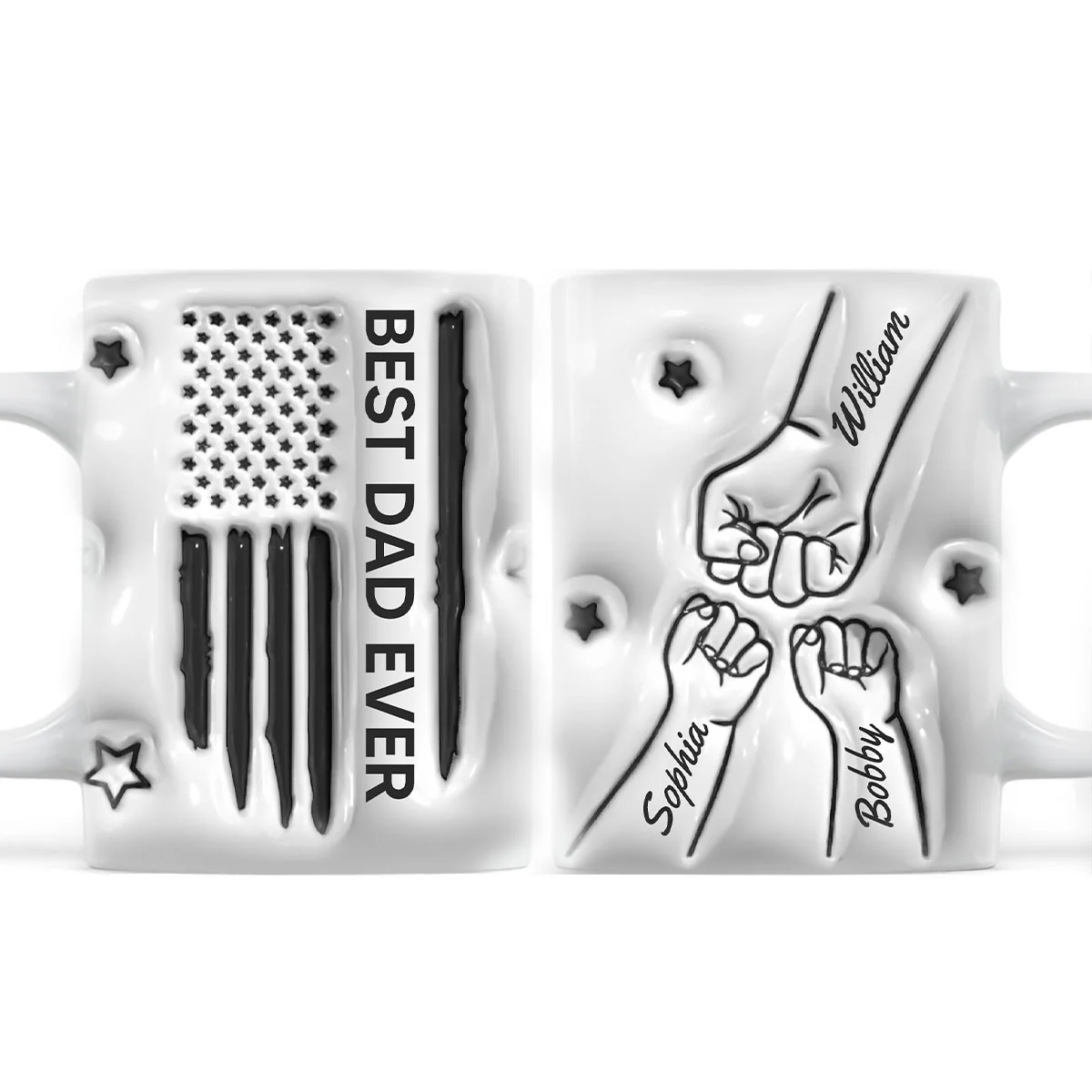 Best Dad Papa Grandpa Ever Fist Bump Outline Nation Flag Father‘s Day Gift Personalized 3D Inflated Mug