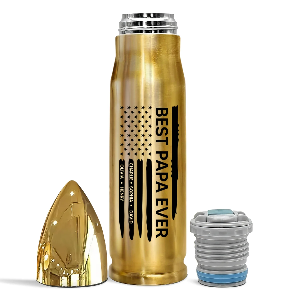 Best Dad Papa Grandpa Ever Kids Names In Nation Flag Personalized Bullet Tumbler - Image 9