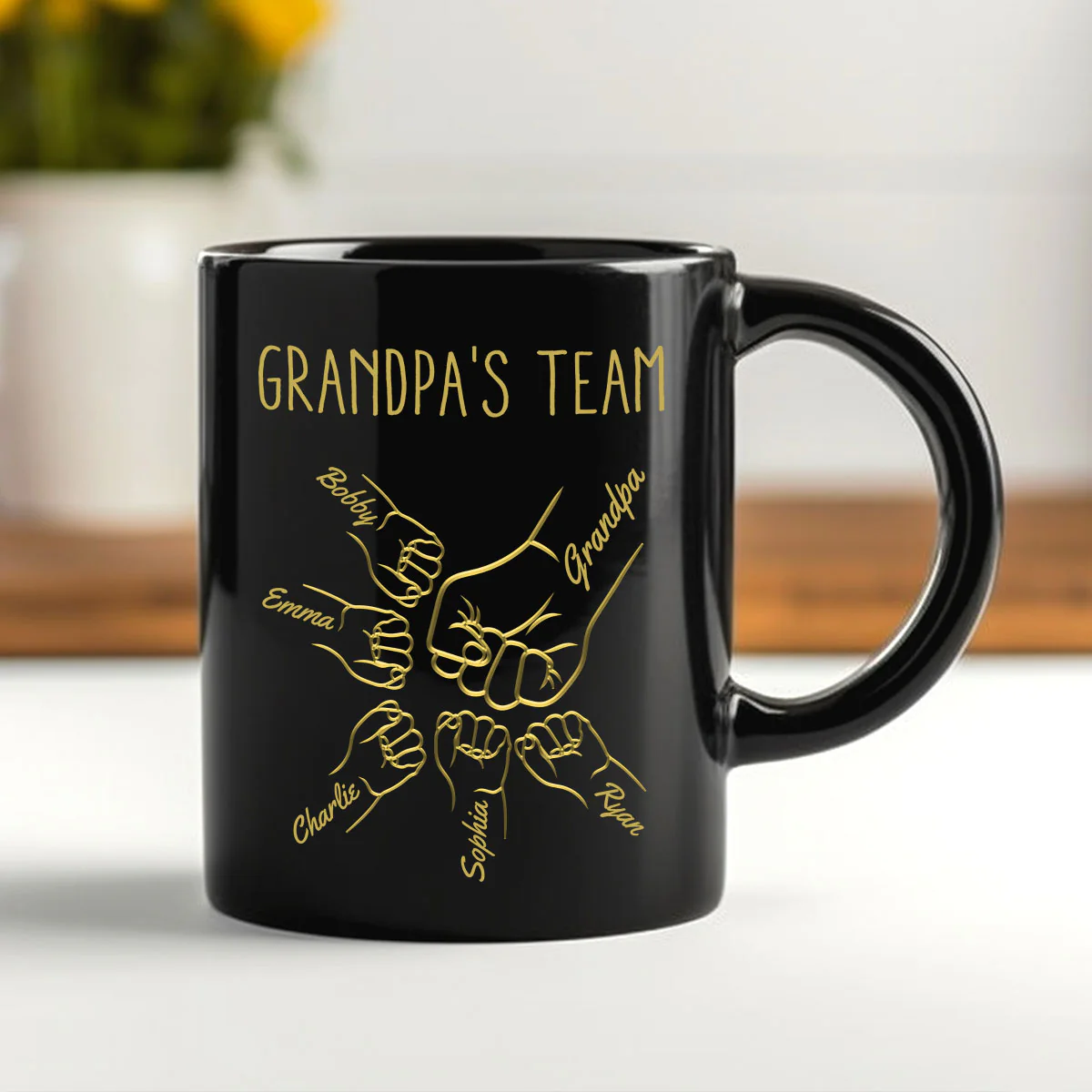 Best Dad Papa Grandpa Fist Bump Outline Metal Personalized Mug, Unique Father's Day Gift for Dad for Husband - Image 3