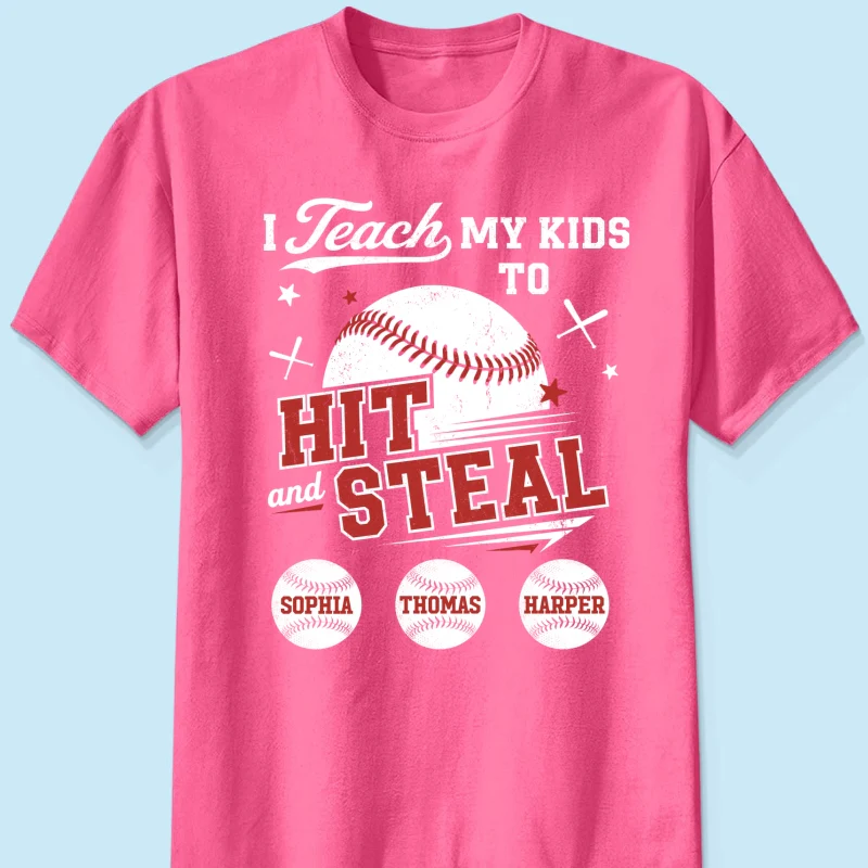 Best Dads Teach Kids To Hit & Steal - Personalized Shirt - Father's Day Gift For Baseball Dad, Husband - Image 18