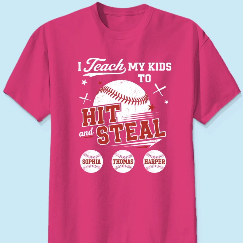 Best Dads Teach Kids To Hit & Steal - Personalized Shirt - Father's Day Gift For Baseball Dad, Husband - Image 21