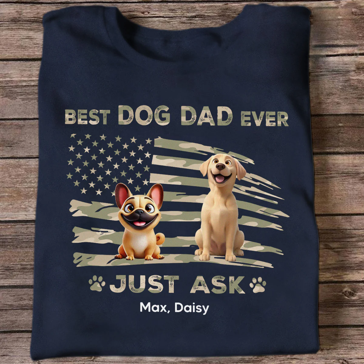 Best Dog Dad Ever Nation Flag - Personalized Shirt - Father's Day Gift For Dog Dad, Patriotic 4th Of July Gift, USA 250th Anniversary