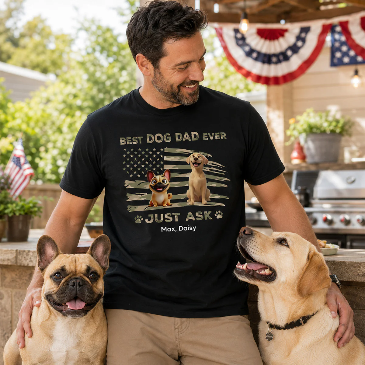 Best Dog Dad Ever Nation Flag - Personalized Shirt - Father's Day Gift For Dog Dad, Patriotic 4th Of July Gift, USA 250th Anniversary - Image 5