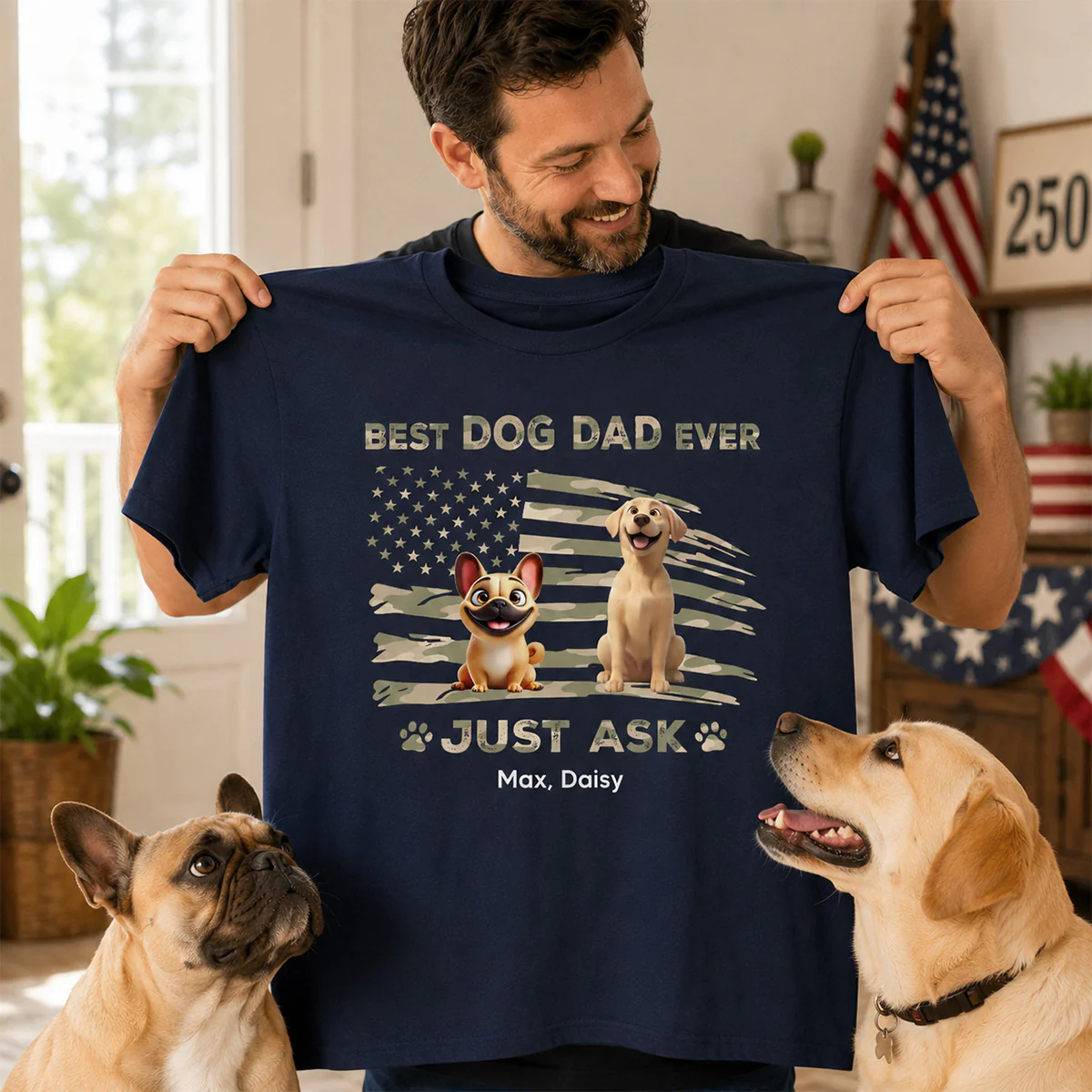 Best Dog Dad Ever Nation Flag - Personalized Shirt - Father's Day Gift For Dog Dad, Patriotic 4th Of July Gift, USA 250th Anniversary - Image 6