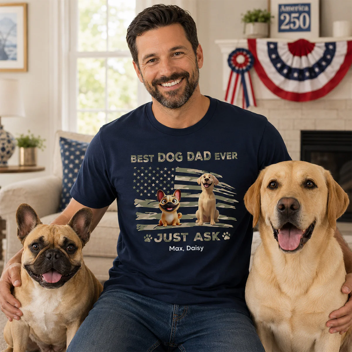 Best Dog Dad Ever Nation Flag - Personalized Shirt - Father's Day Gift For Dog Dad, Patriotic 4th Of July Gift, USA 250th Anniversary - Image 9