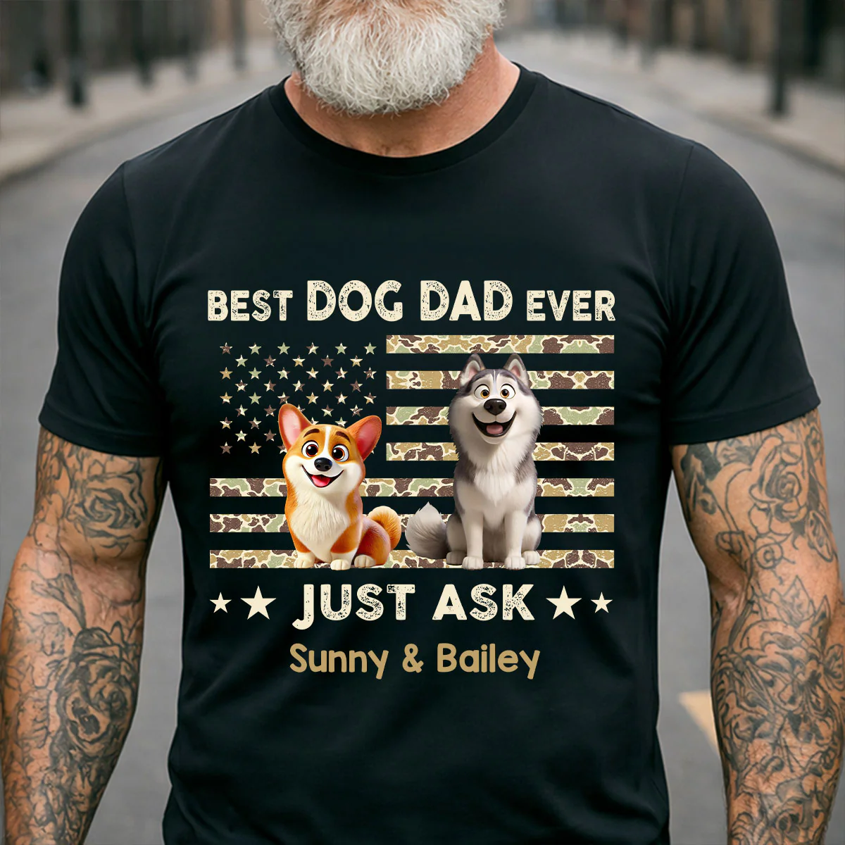 Best Dog Dad Ever Trendy Camouflage Pattern - Personalized Shirt - Father's Day Gift For Dog Dad, Dog Lovers - Image 3