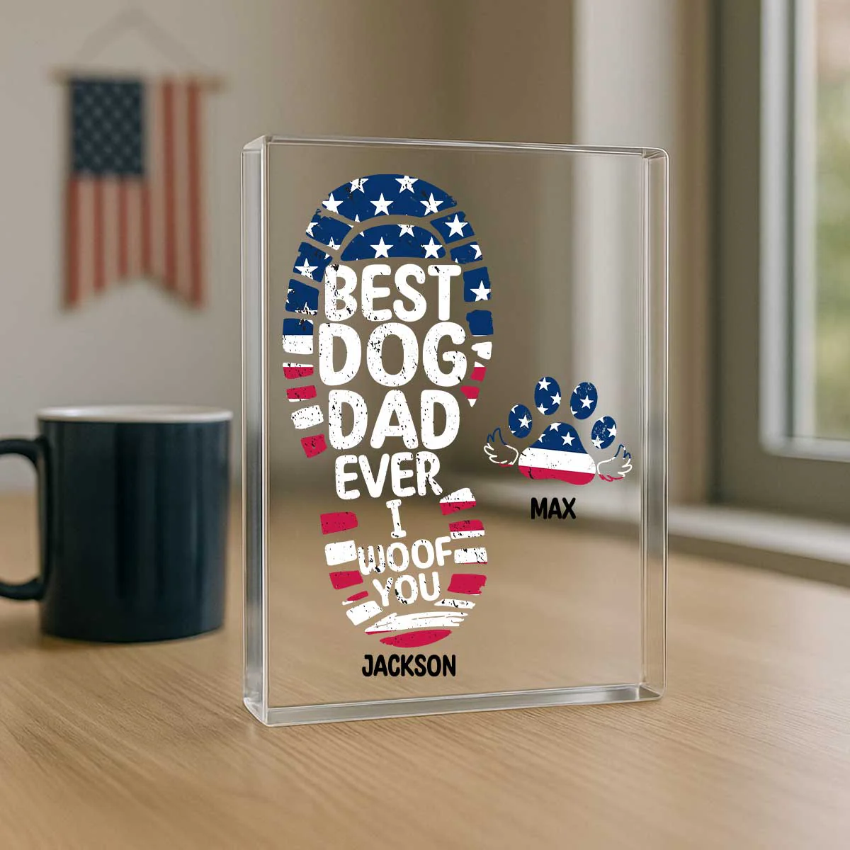 Best Dog Dad Ever We Woof You Personalized Acrylic Block Plaque, Gift for Dog Dads - Image 3
