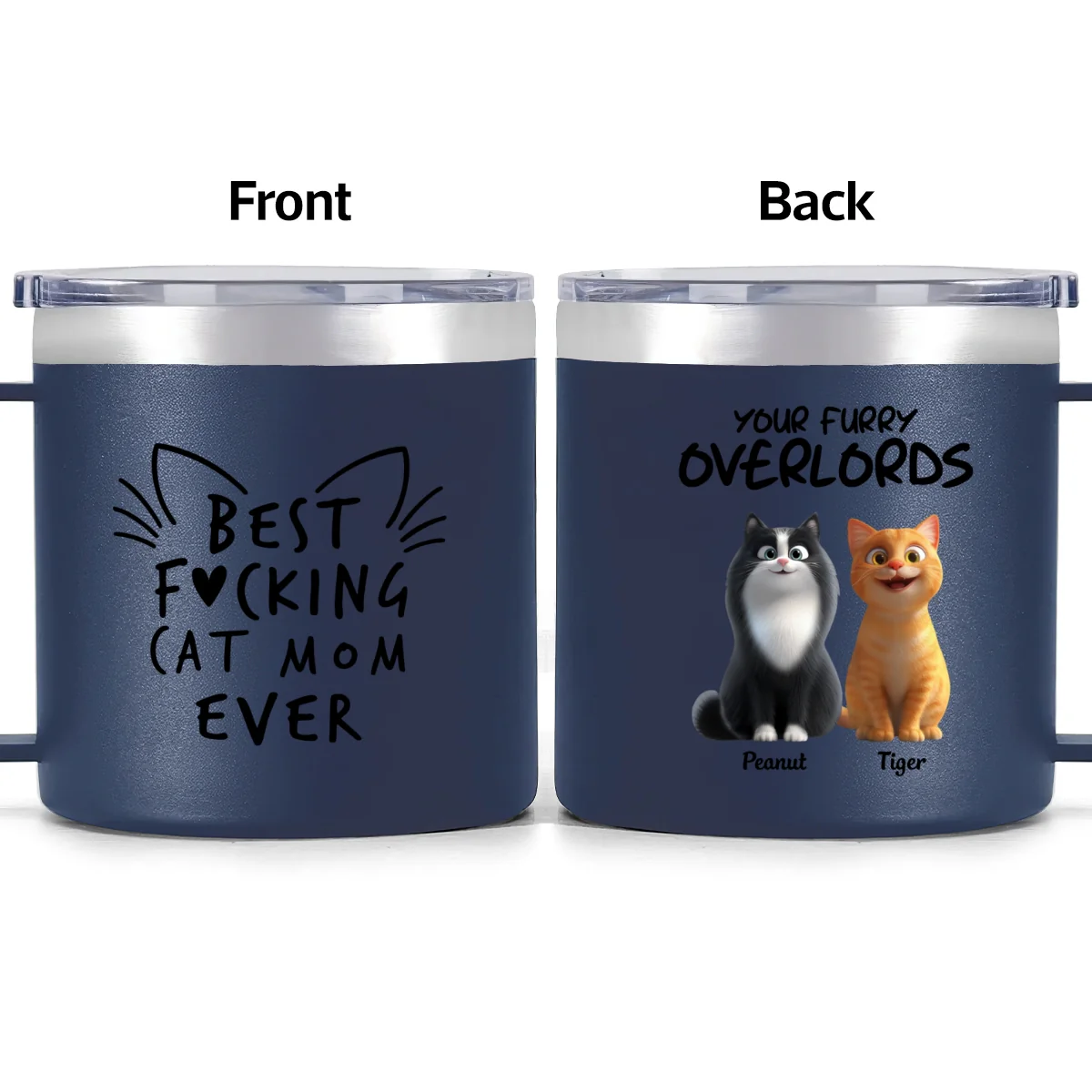 Best Fcking Cat Mom Ever Cartoon Cats - Personalized Stainless Steel Tumbler with Handle - Mother's Day Gift For Cat Lovers - Image 14