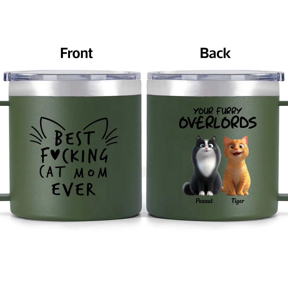 Best Fcking Cat Mom Ever Cartoon Cats - Personalized Stainless Steel Tumbler with Handle - Mother's Day Gift For Cat Lovers - Image 15