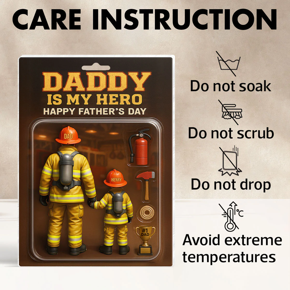 Best Firefighter' Dad Custom Figure Personalized Acrylic Block Plaque, Gift for Dad, Gift for Husband - Image 10