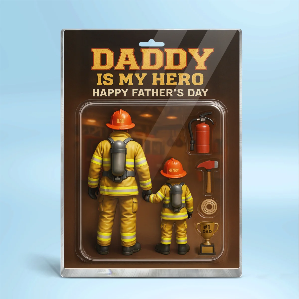 Best Firefighter' Dad Custom Figure Personalized Acrylic Block Plaque, Gift for Dad, Gift for Husband - Image 11