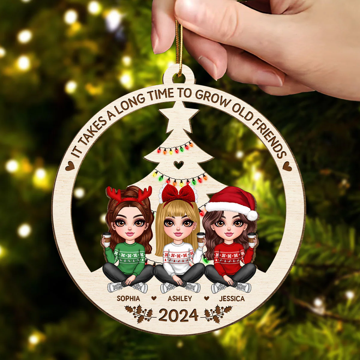 Best Friend Christmas Ornament 2024, It Takes A Long Time To Grow Old Friends Ornament, Best Friend Ornament, Besties Christmas Ornament - Image 4