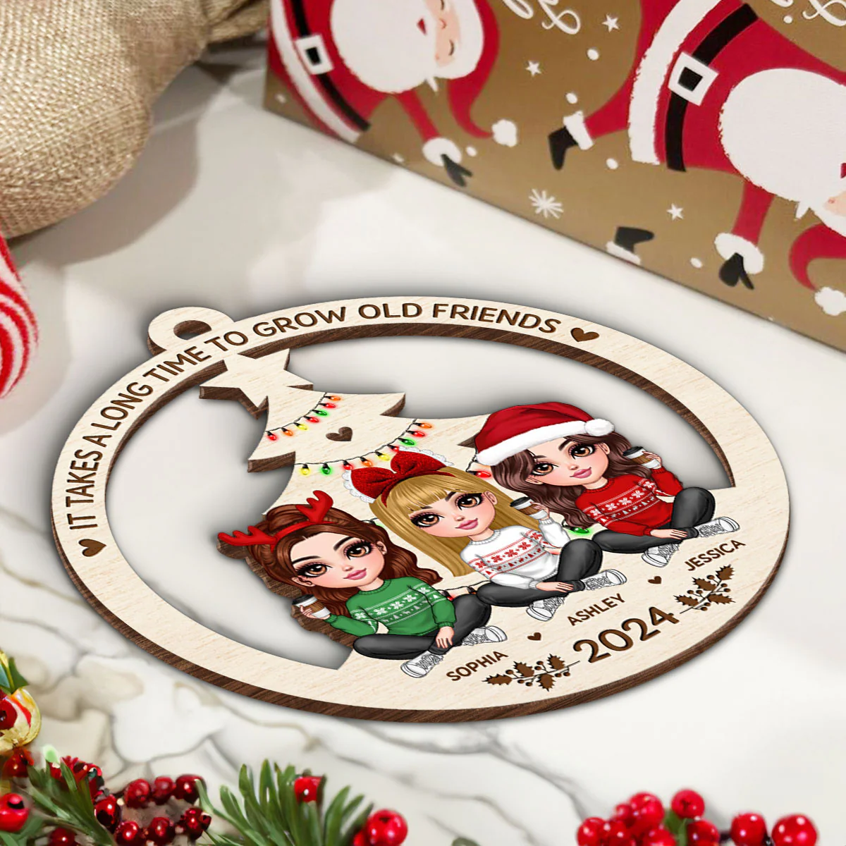 Best Friend Christmas Ornament 2024, It Takes A Long Time To Grow Old Friends Ornament, Best Friend Ornament, Besties Christmas Ornament - Image 5