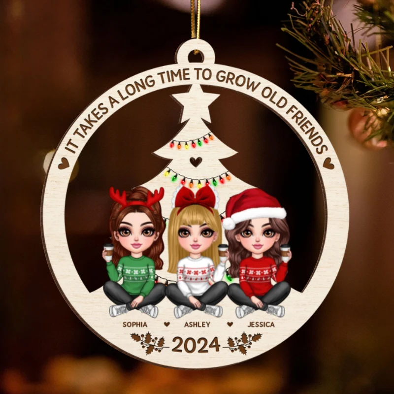 Best Friend Christmas Ornament 2024, It Takes A Long Time To Grow Old Friends Ornament, Best Friend Ornament, Besties Christmas Ornament - Image 7