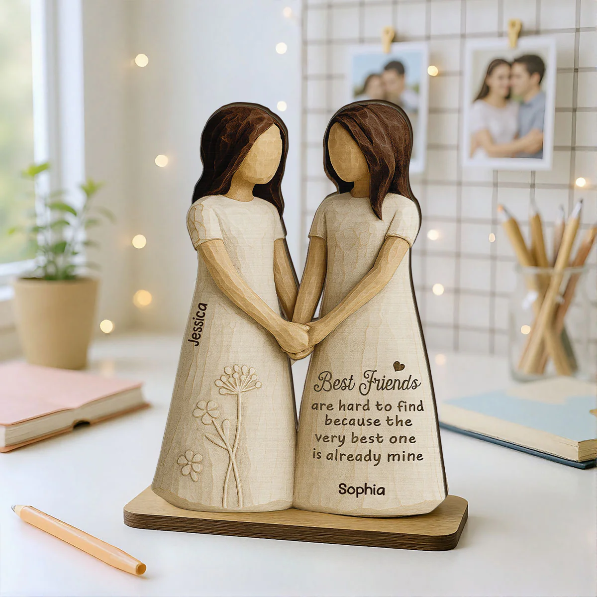 Best Friends Are Hard To Find 3D Effect - Personalized 2-Layered Wooden Plaque - Gift for Besties, Best Friends - Image 10