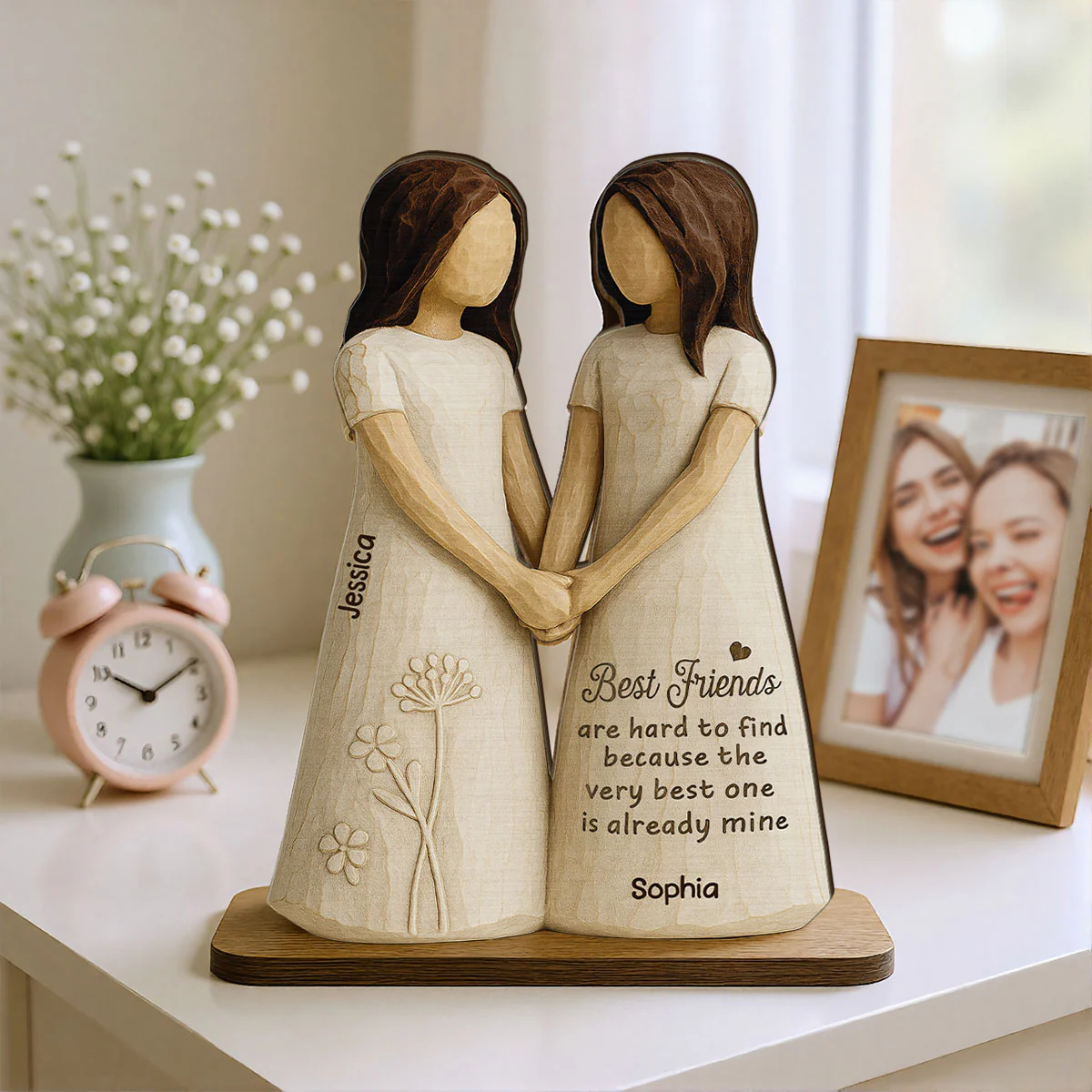 Best Friends Are Hard To Find 3D Effect - Personalized 2-Layered Wooden Plaque - Gift for Besties, Best Friends - Image 11